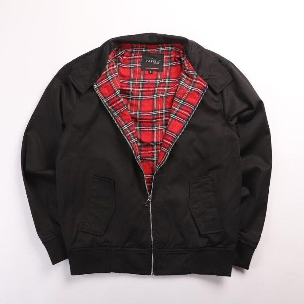 (black, M (approx. 80kg)) Norman Dragon Retro Harrington Jacket: Waterproof American Workwear For Spring/autumn, Men's Punk Motorcycle Trend
