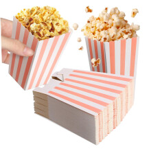 48 pakkaus raidallisia popcorn-laatikoita Teatteri Popcorn-pussit Yksittäiset annokset Välipalatelineet juhliin
