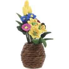 1:12 Scale Dollhouse Miniature Plant Pot Keltainen Lilja Kukka-asetelma Realistinen minikasvitieteellinen sisustus nukkekodin huonekaluihin