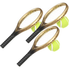 Miniatyyri tennismaila lelu 3 in 1 -settipallot Minitennismaila pojille ja tytöille Muovinen maila nukkekodin ja tenniksen sisustukseen