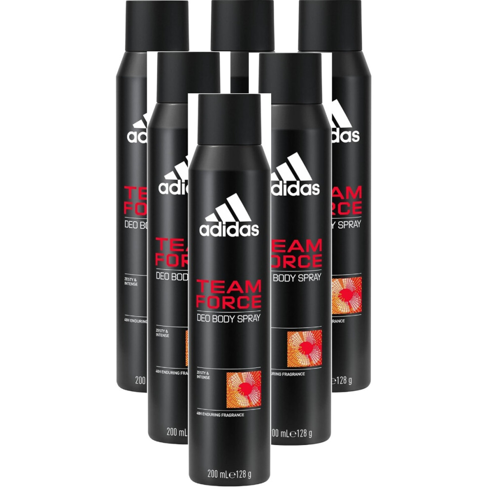 6 x 200ml Adidas Team Force 48H Deodorant Body Spray