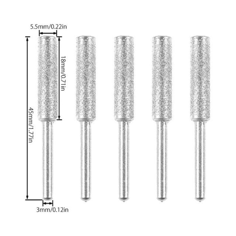 (5PCS 5.5mm) Diamond Burr Chainsaw Sharpening Tools