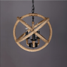 (1pc- Hemp rope ball chandelier) 1pc 3-Light Chandelier Rustic Vintage Industrial Metal Pendant Light E12 Bulb Base, Semi Flush Mount, Unique Retro Style Decoration