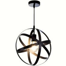 (Black) Modern Industrial Black Ceiling Light with Golden Star Design - E27 Bulb Compatible, Metal Pendant Lighting