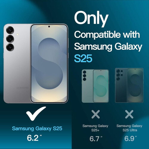 For Samsung Galaxy S25 Clear Back Case Cover and Tempered Glass Screen Protector 2