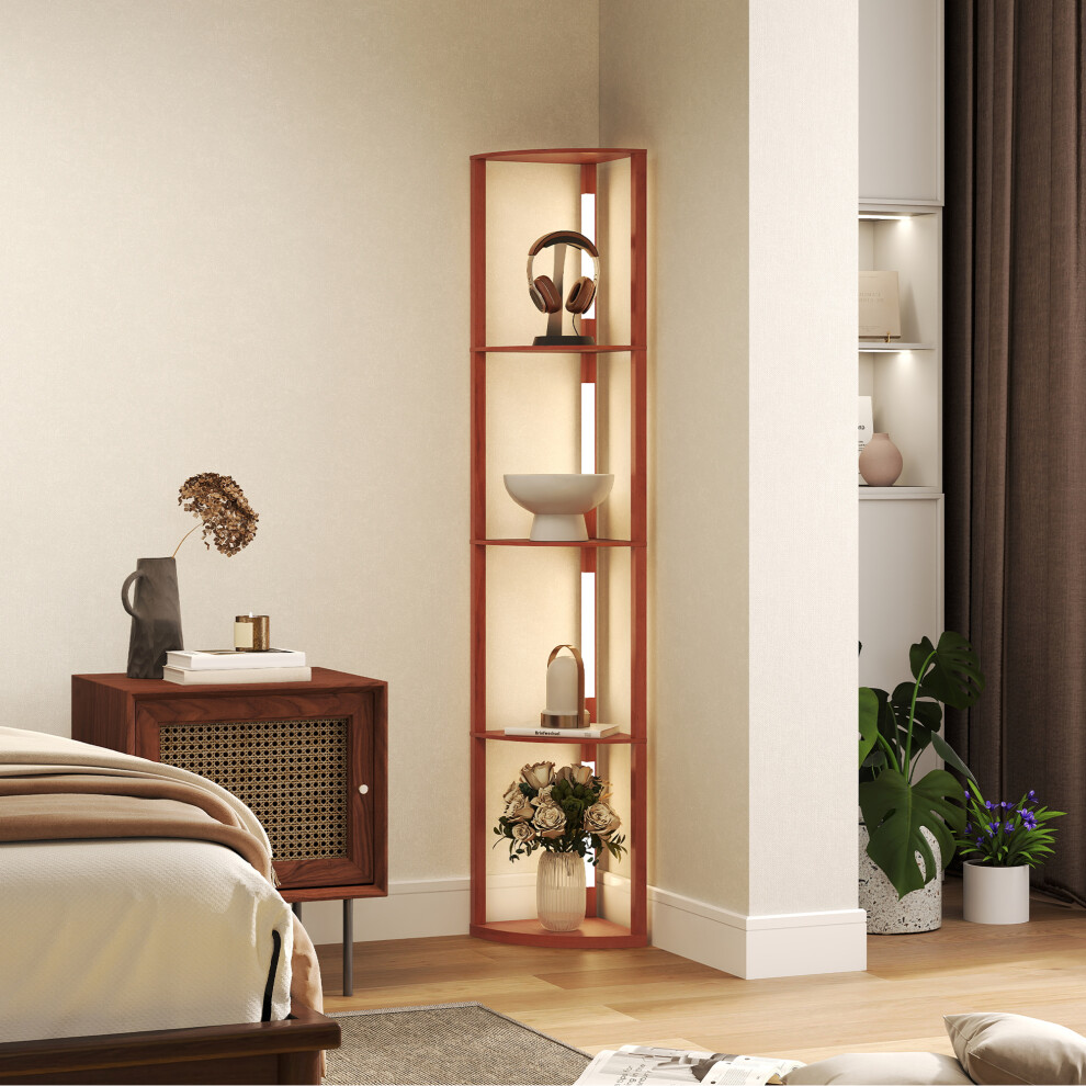 Homcom Corner Floor Lamp With Dimmable Warm Led White/Light/Brown