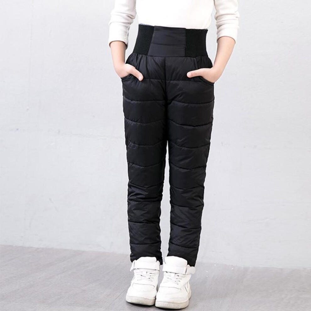 (black, 150 cm) 2022 Winter Children's Down Pants - Thick Plush, Warm, For Boys And Girls