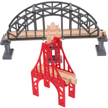Playful Wooden Train Bridge Model 2pcs Train Track Bridge for Boys and Girls Toy
