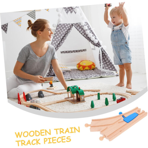 Solid Wood Construction Wooden Train Track Blocks for Toddlers Creativity Track 2