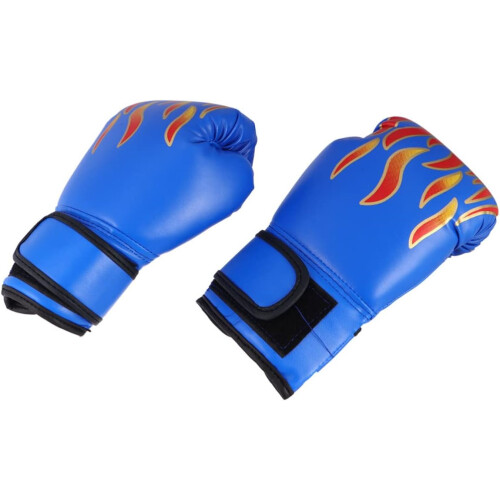 PU Boxing Gloves and Mitts with Flame Pattern Training Gloves f
