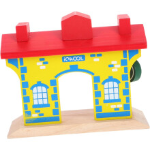Educational Playset Wooden Train Station Tracks Barrier for Toddlers Boys and Girls Toy Train Set