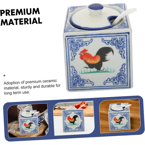 Salt Storage Jar for Kitchen Ceramic Jar Rooster Design I Am Willow Home Kitchenware 2