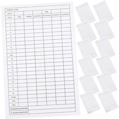Convenient Golf Scorecards 18 Pack Sturdy Waterproof Extra Notation Space for Hole Numbers Dates