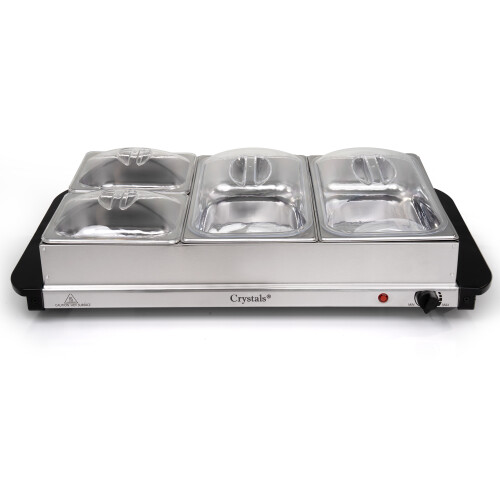 ELECTRIC BUFFET SERVER ADJUSTABLE TEMPERATURE FOOD WARMER 4 TRAY COMPARTMENTS 2