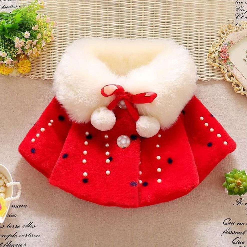 (red, 73) Newborn Kids Baby Girl Clothes Autumn And Winter Plush Cloak Jacket Girl Winter Coat