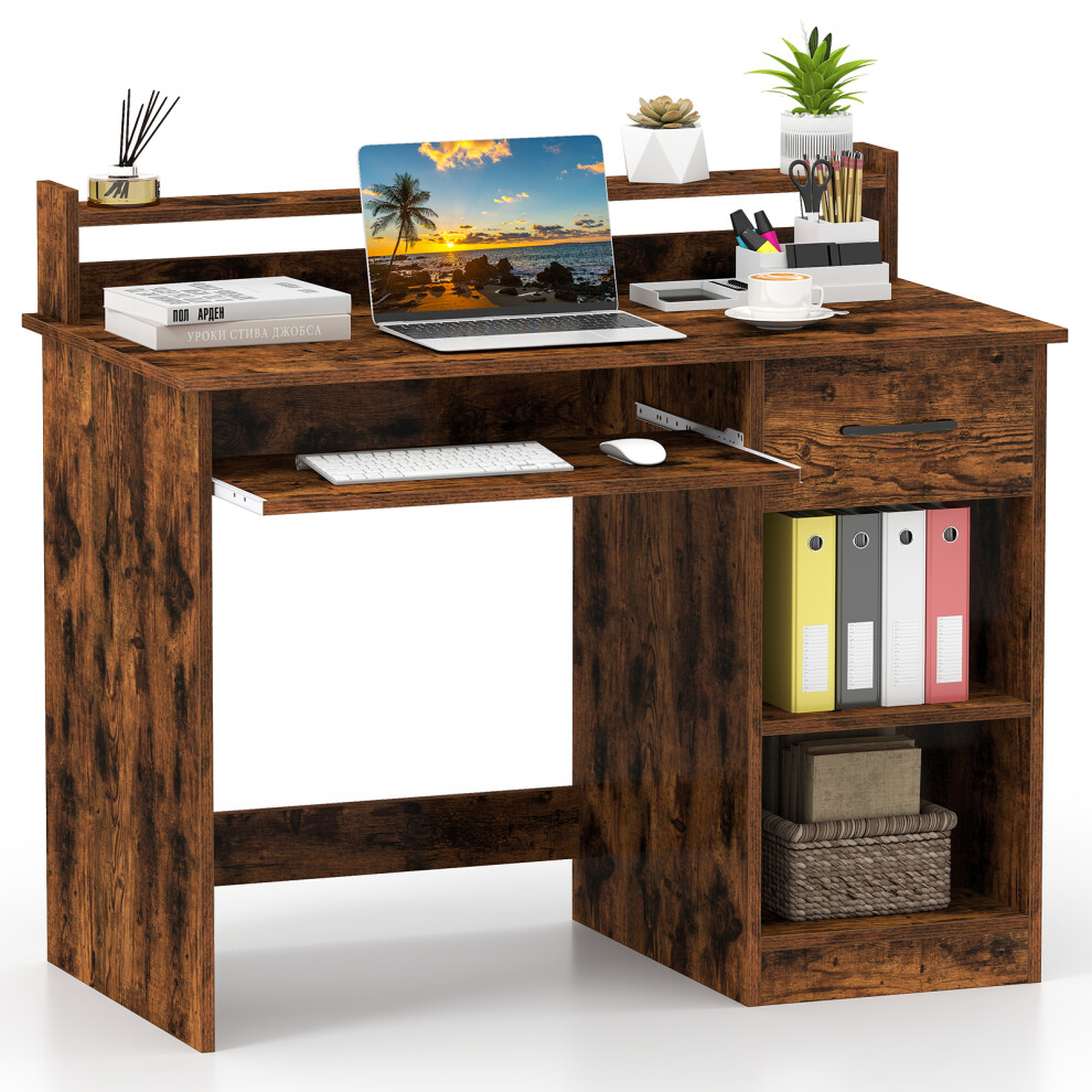 Computer Desk Writing Desk With Display Shelf And Drawer Keyboard Tray