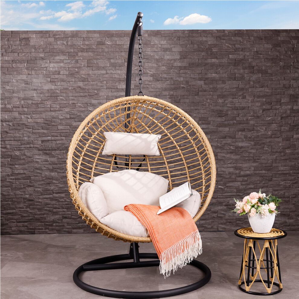 Charles Bentley Single Hanging Swing Chair H198 x Diameter 104cm Natural