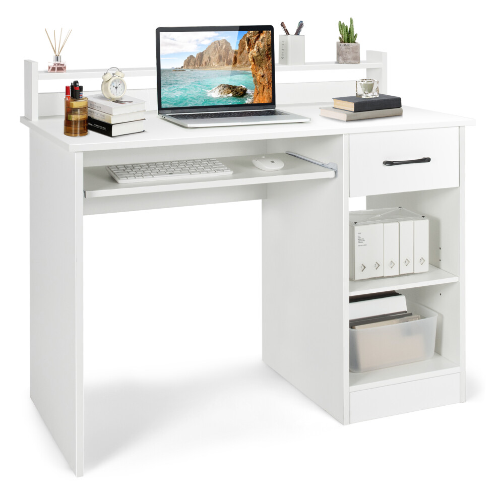 Computer Desk Writing Desk With Display Shelf And Drawer Keyboard Tray