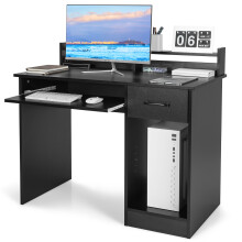 Computer Desk Writing Desk With Display Shelf And Drawer Keyboard Tray