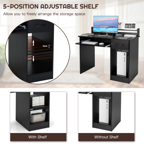 Casart Computer Desk Writing Desk With Display Shelf And Drawer Keyboard Tray 2