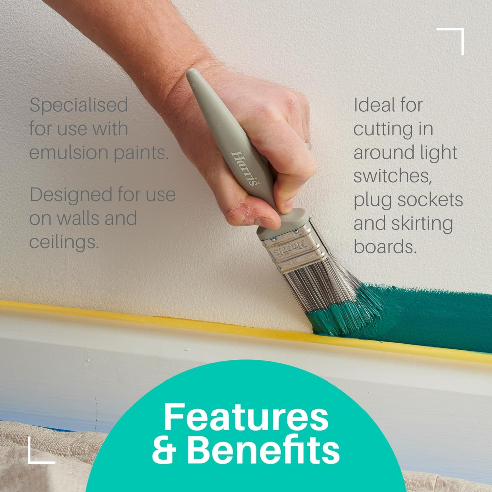 Harris Essentials Walls & Ceilings Paint Brushes, 3 Brush Pack