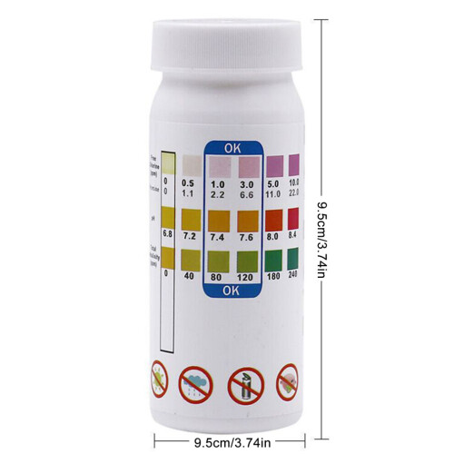 100PCS 3-in-1 Pool Test Strips for pH, Chlorine & Alkalinity 1