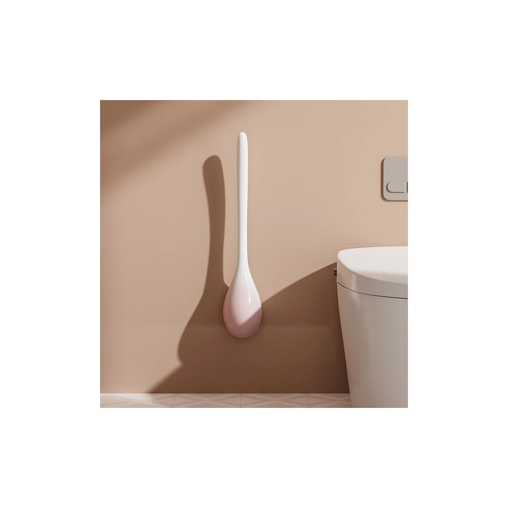 Flexible Silicone Toilet Brush Set,Non-Punching,Wall-Mounted with Auto Open/Close