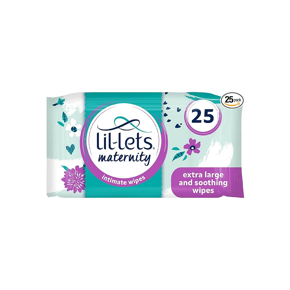 Lil-Lets Maternity Intimate Wipes, 1 Pack of 25 Wipes (25 Count), Extra Large, Biodegradable Wipes, For Pre & Post Birt