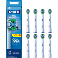 Oral-B Pro Precision Clean Electric Toothbrush Head, X-Shape And Angled Bristles for Deeper Plaque Removal, Pack of 8 T