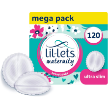 Lil-Lets Maternity Breast Pads, X 120 Count, Disposable Nursing Pads, for Breastfeeding Mums, Individually Wrapped, Ult