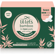 Lil-Lets Teens Bamboo Day Pads X 14, Petite Towels/Pads for Girls & Teenagers, with Wings, Plant Based Materials, Conta