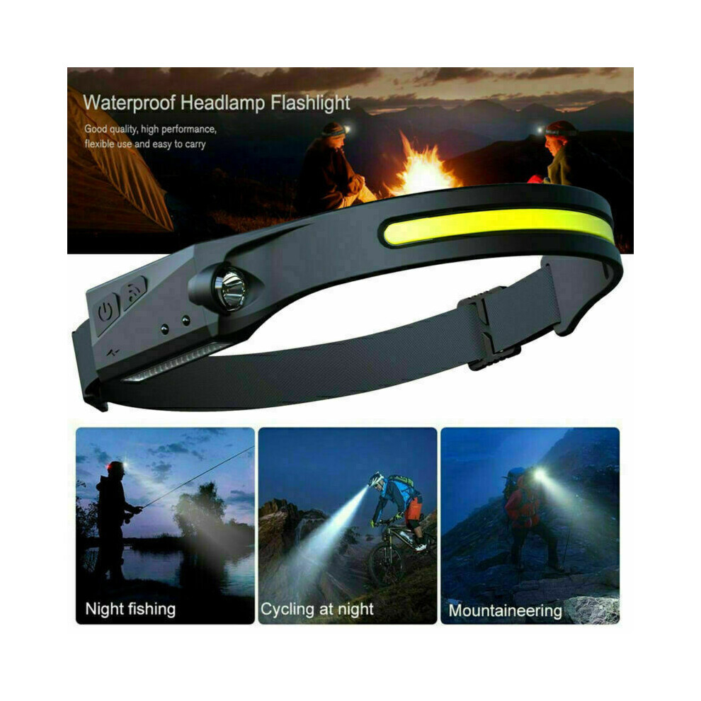 3 Lighting Modes Head Torch USB Rechargeable Waterproof COB LED Head Torch Headlamp LED Motion Sensor Headlight-image-OPC-PGKB8V6-NEW