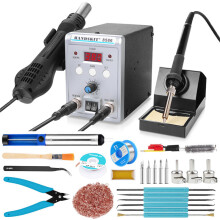 (US Plug) 2 in 1 Soldering Staiton Hot Air SMD BGA Rework Welding Station 220V Portable Soldering Station Welding Tools