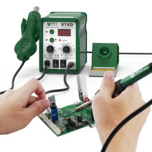 (EU Plug) 2 in 1 110V/220V Digital Display Lead-free Hot Air Gun Soldering Rework Station with 3 Nozzles