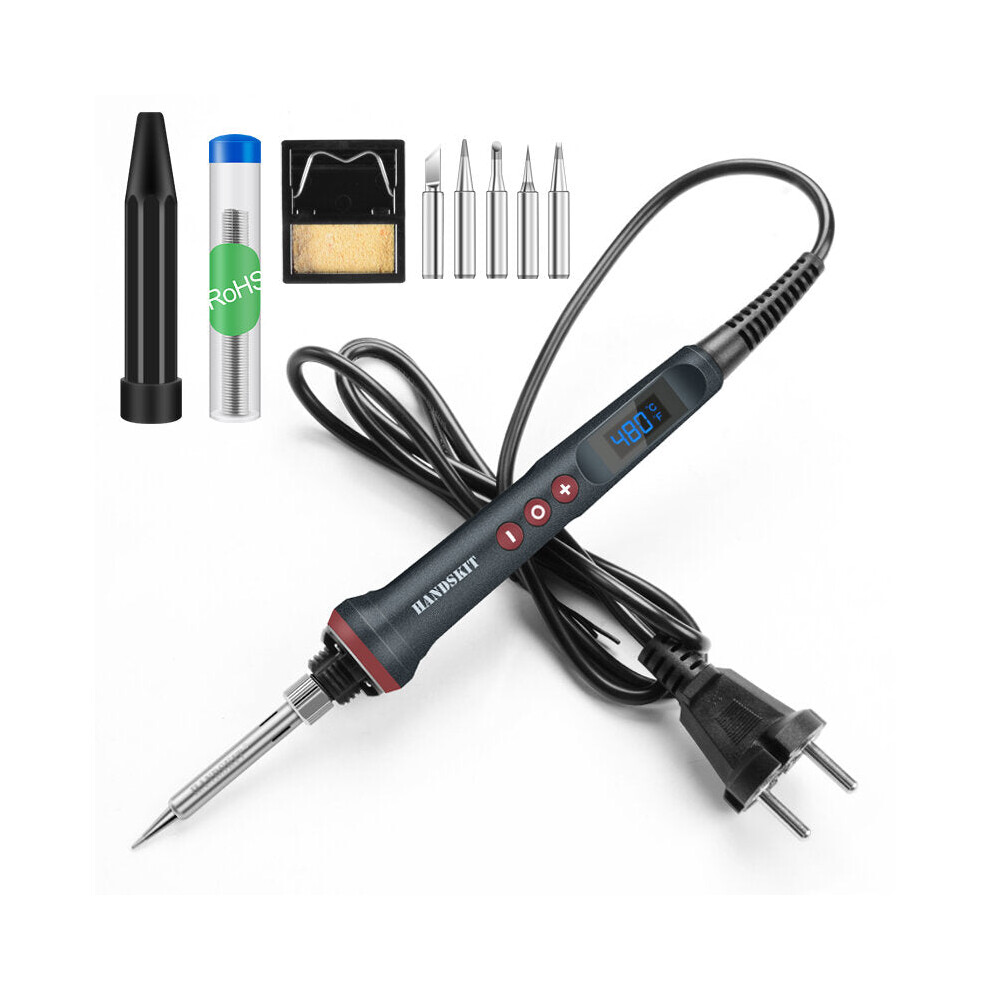 (US Plug) 90W LED Digital Soldering Iron Kit 110V/220V Adjust Temperature Electrical Soldering Iron 4 Wire Core Welding Tools