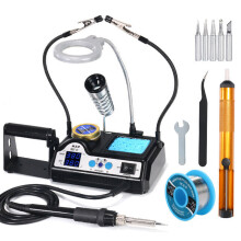(EU Plug) Clips Soldering Iron with Optional Magnifier Lamp Digital Display Electric Soldering iron Kit Set Soldering Station