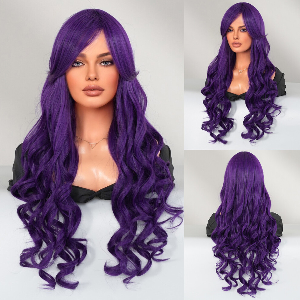 (Mermaid Dark Night Purple_70cm 27.55 Inch) New European and American hot-selling Blonde Barbie Cosplay wig long curly hair high-quality chemical fibe