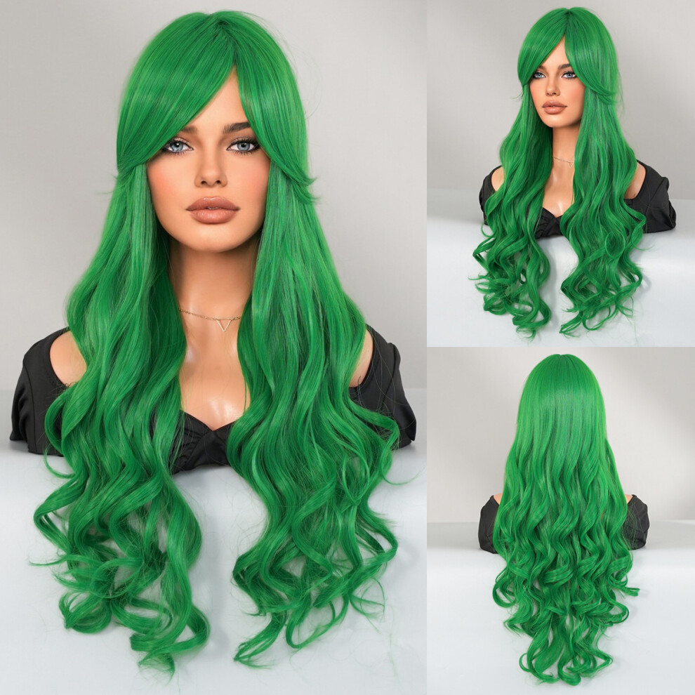 (Mermaid Green_70cm 27.55 Inch) New European and American hot-selling Blonde Barbie Cosplay wig long curly hair high-quality chemical fiber Cos wig