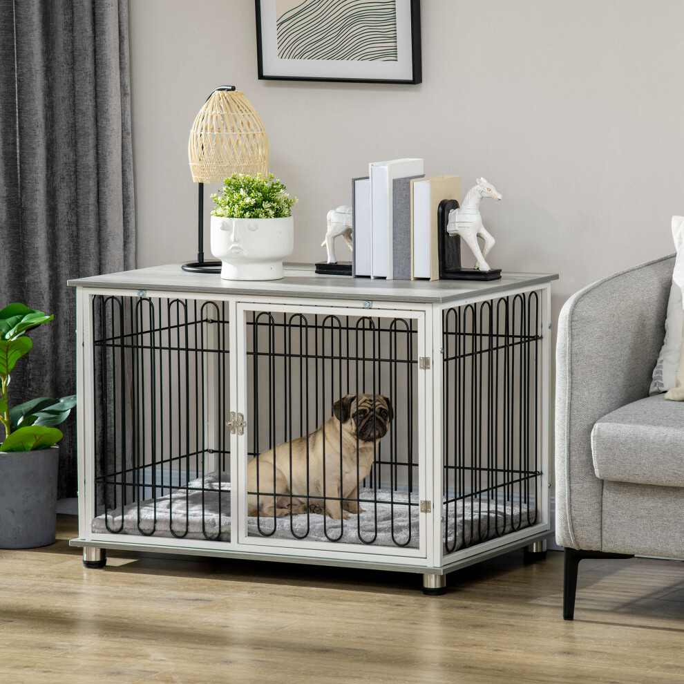 Dog Crate Furniture End Table with Soft Washable Cushion, Lockable Door - Image 4