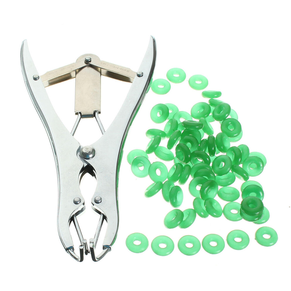 Sheep Castration Pliers Tail Docking Cattle Castration Applicator With 100 Marking Rings Tools Kit 9078193528572