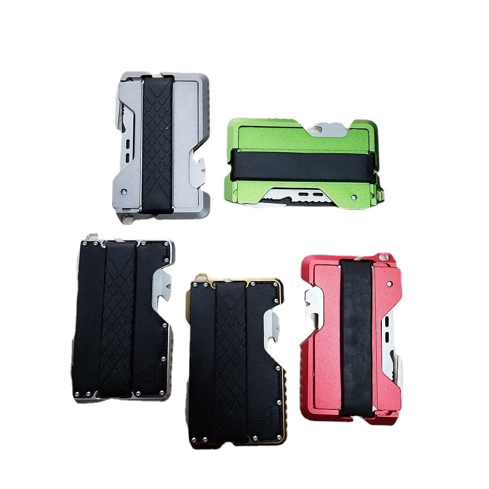 (Red) Metal Clip EDC Wallet Tactical Multi-function Wallet Card Package Army Fans Equipment