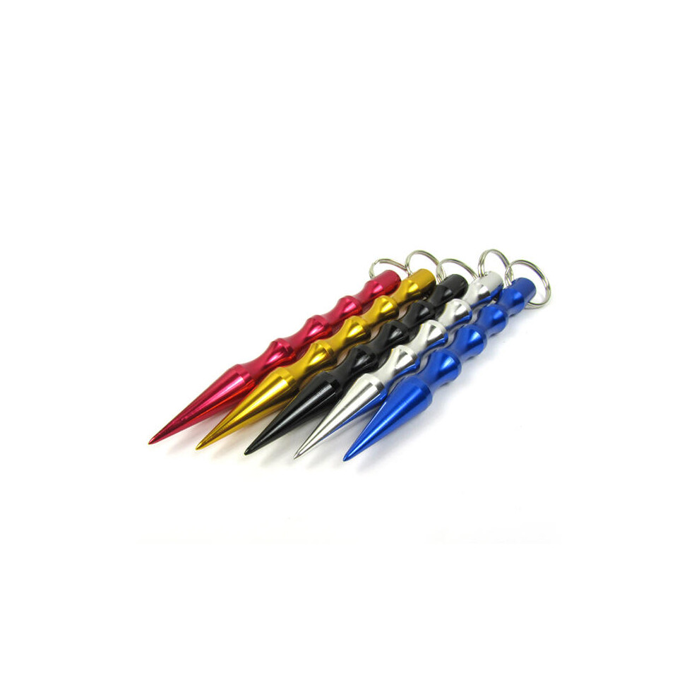 (Gold) Tactical Pointed Kuboton Rod Keychain Key Ring EDC Outdoor Self Defend Tool