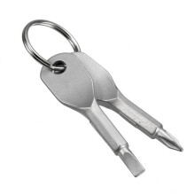 (Gray) EDC Portable Phillips and Slotted Screwdriver Keychain Tool