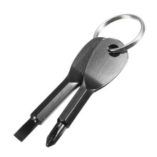 (Black) EDC Portable Phillips and Slotted Screwdriver Keychain Tool