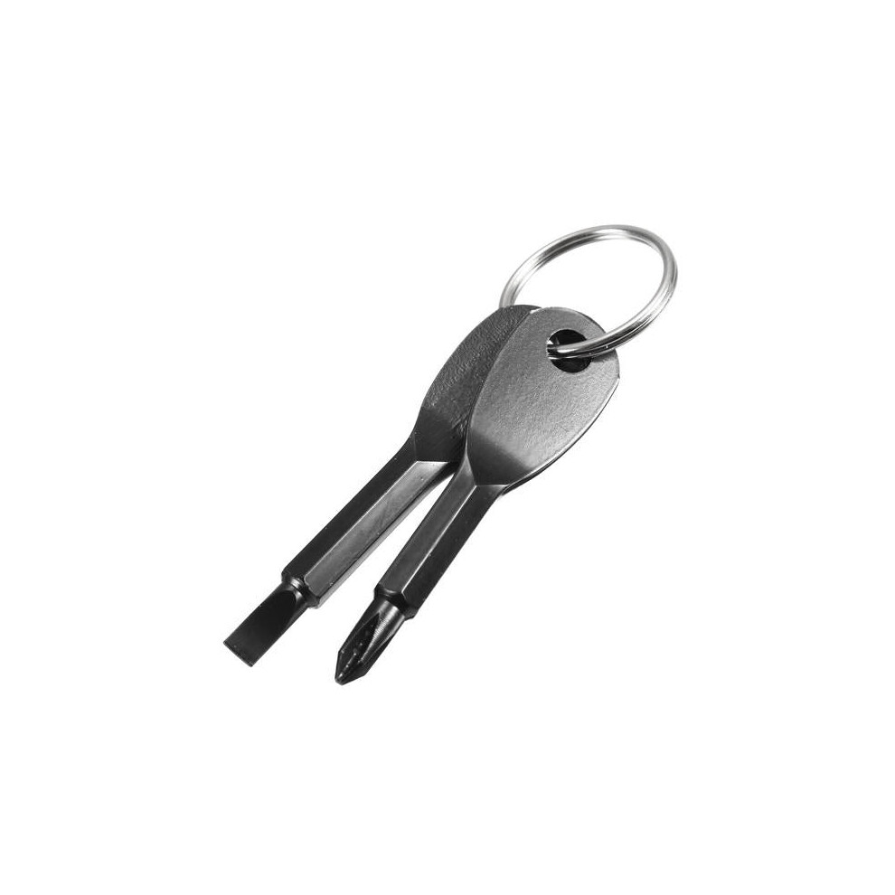 (Black) Edc Portable Phillips And Slotted Screwdriver Keychain Tool 9078193522471