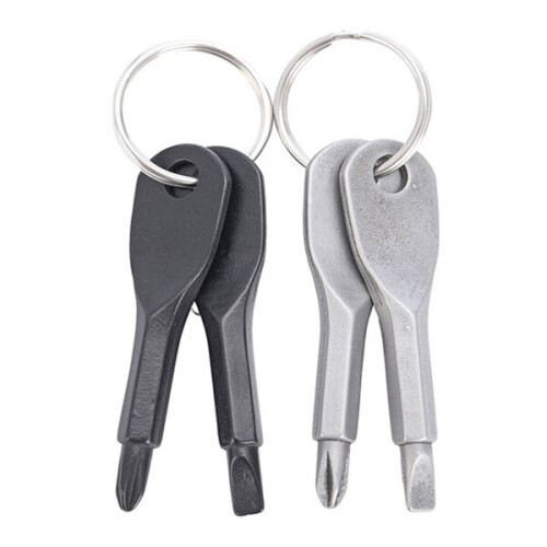 (Gray) EDC Portable Phillips and Slotted Screwdriver Keychain Tool 1