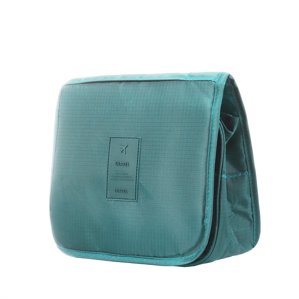 (Blue) Solid Color Foldable Travel Bag for Toiletries Hanging Toiletry Bag Portable Finishing Cosmetic Bag-image-OPC-PGKBGBV-NEW