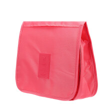 (Red) Solid Color Foldable Travel Bag for Toiletries Hanging Toiletry Bag Portable Finishing Cosmetic Bag