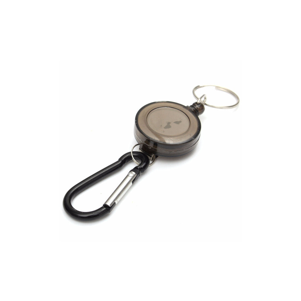 (Black) Badge Reel Telescopic Key Buckle Carabiner Recoil Retractable Holder Key Chain 4 Colors