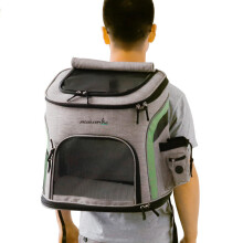 (Blue) Portable Breathable Mesh Head Dog Cat Carrier Backpack Double Shoulder Bag Pet Accessories
